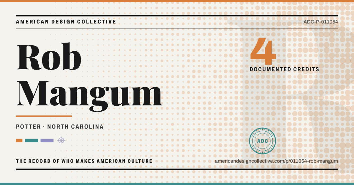 Registry card for Rob Mangum: the ADC seal, Rob Mangum, and how much is on record.