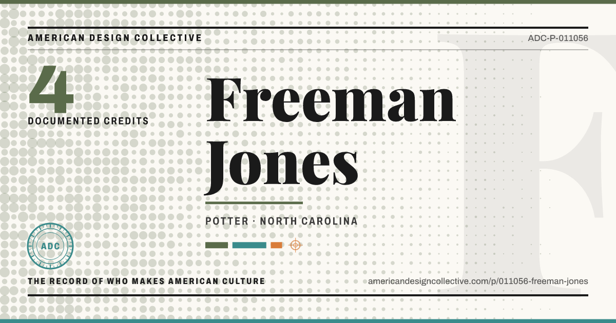 Registry card for Freeman Jones: the ADC seal, Freeman Jones, and how much is on record.
