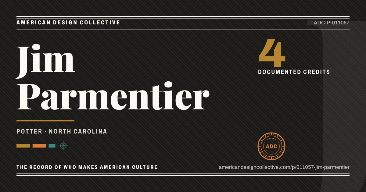 Registry card for Jim Parmentier: the ADC seal, Jim Parmentier, and how much is on record.