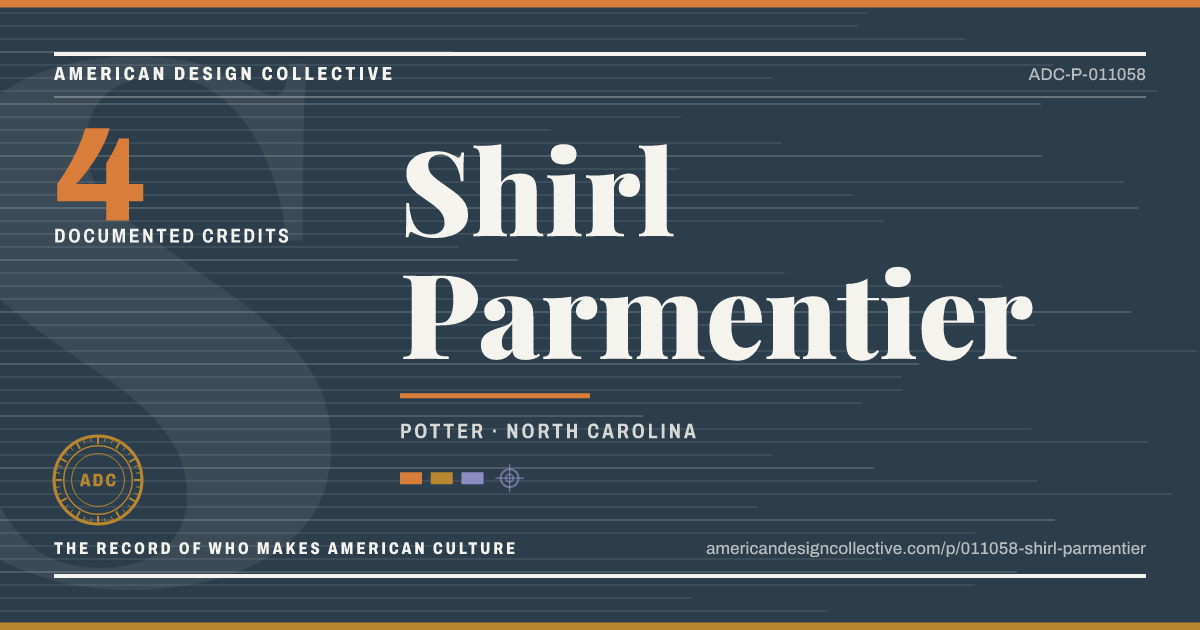 Registry card for Shirl Parmentier: the ADC seal, Shirl Parmentier, and how much is on record.