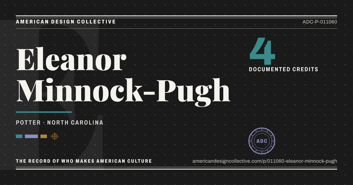 Registry card for Eleanor Minnock-Pugh: the ADC seal, Eleanor Minnock-Pugh, and how much is on record.