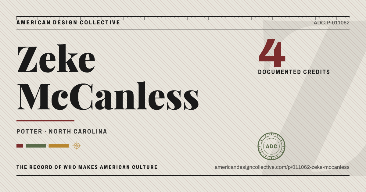 Registry card for Zeke McCanless: the ADC seal, Zeke McCanless, and how much is on record.