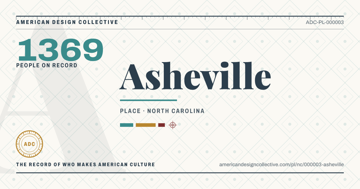 Registry card for Asheville: the ADC seal, Asheville, and how much is on record.