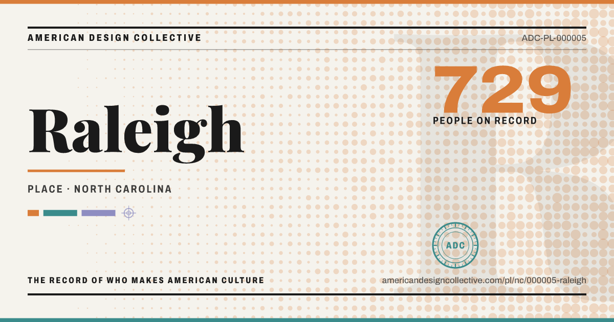Registry card for Raleigh: the ADC seal, Raleigh, and how much is on record.