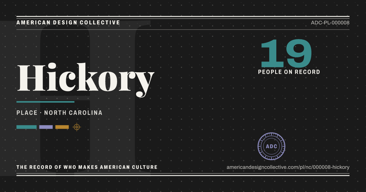 Registry card for Hickory: the ADC seal, Hickory, and how much is on record.