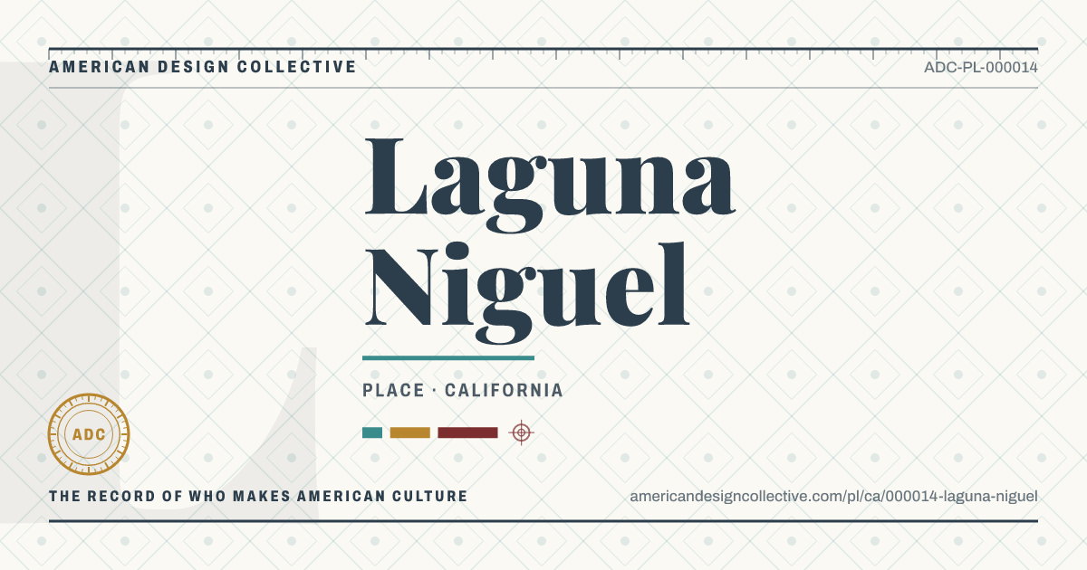 Registry card for Laguna Niguel: the ADC seal, Laguna Niguel, and how much is on record.