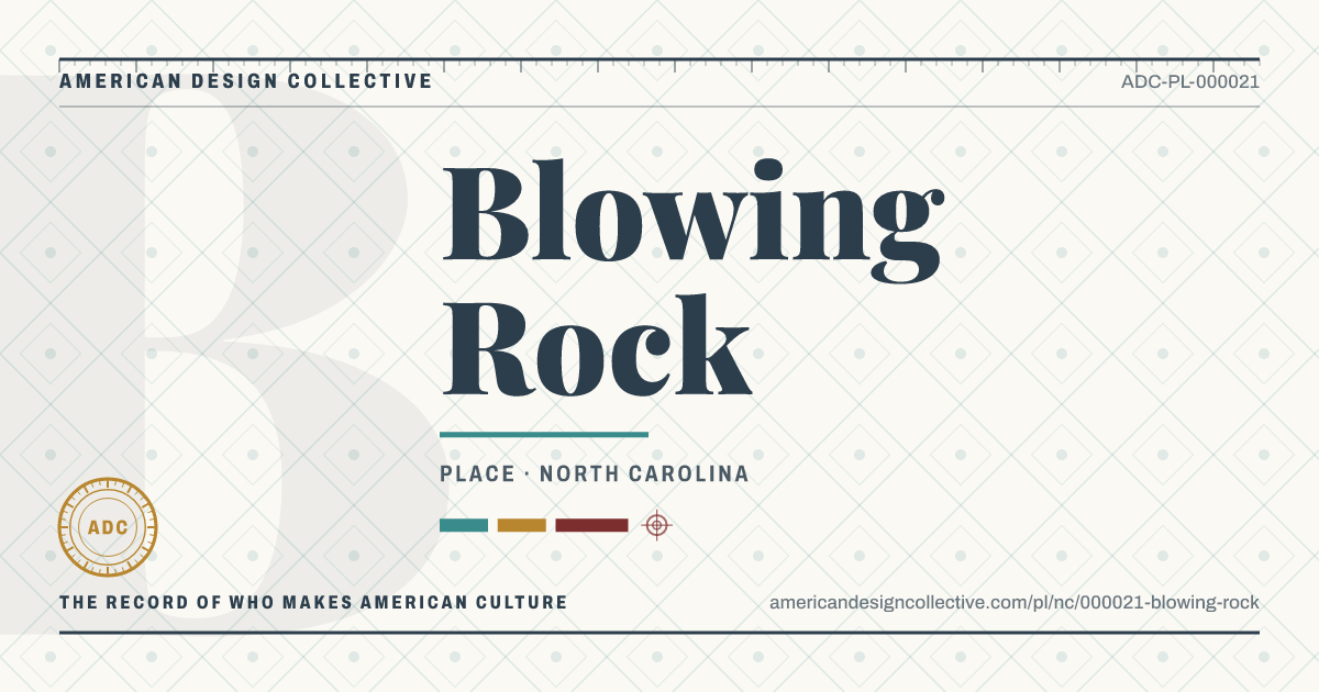 Registry card for Blowing Rock: the ADC seal, Blowing Rock, and how much is on record.