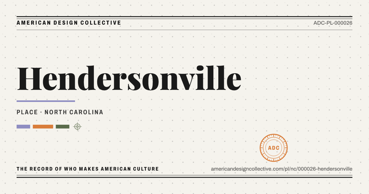 Registry card for Hendersonville: the ADC seal, Hendersonville, and how much is on record.
