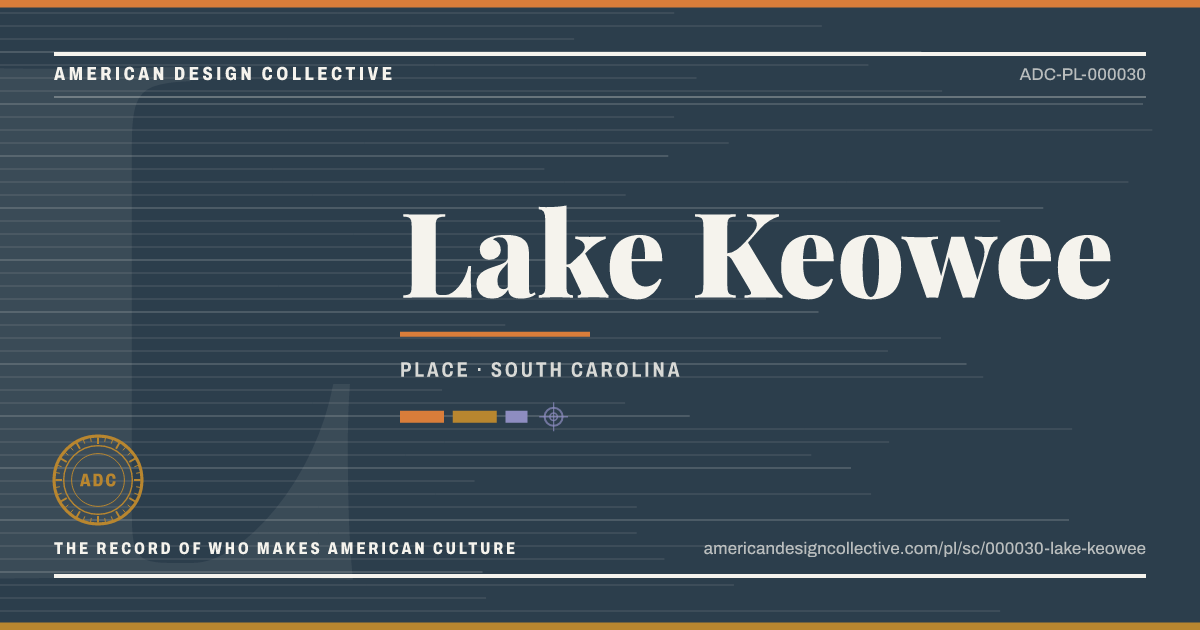 Registry card for Lake Keowee: the ADC seal, Lake Keowee, and how much is on record.
