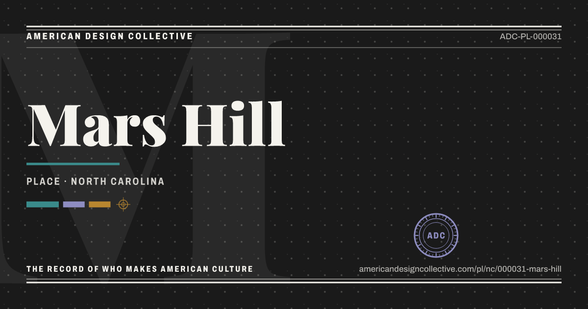 Registry card for Mars Hill: the ADC seal, Mars Hill, and how much is on record.