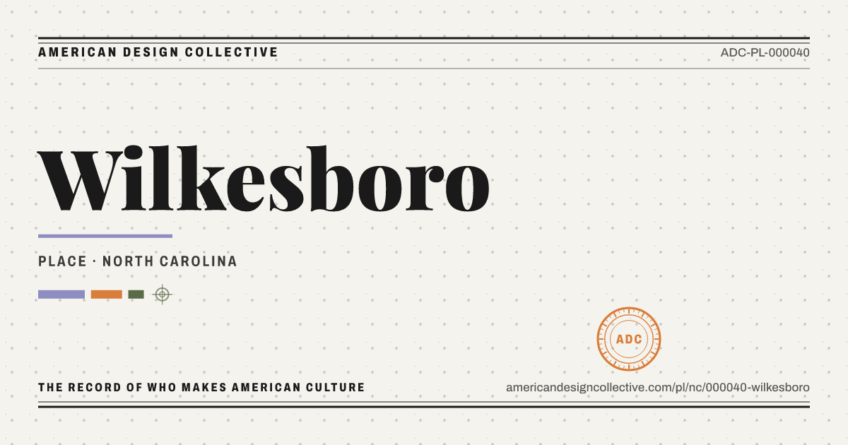 Registry card for Wilkesboro: the ADC seal, Wilkesboro, and how much is on record.