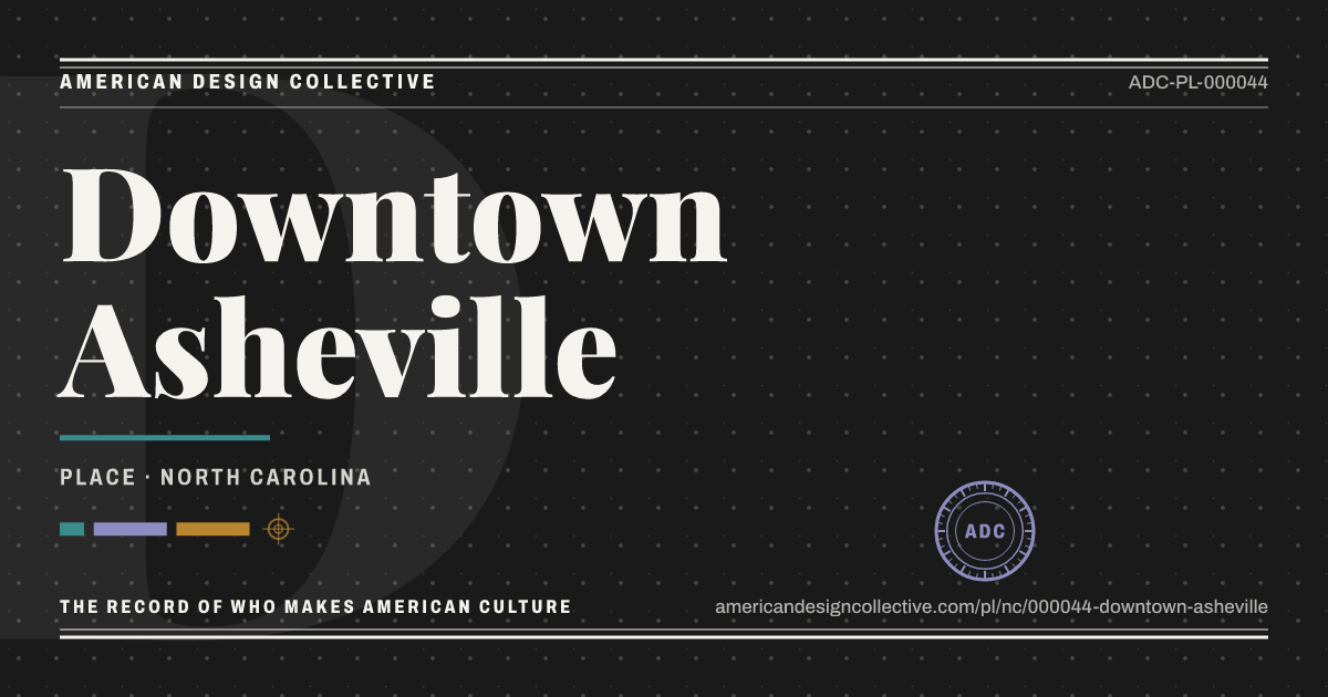 Registry card for Downtown Asheville: the ADC seal, Downtown Asheville, and how much is on record.