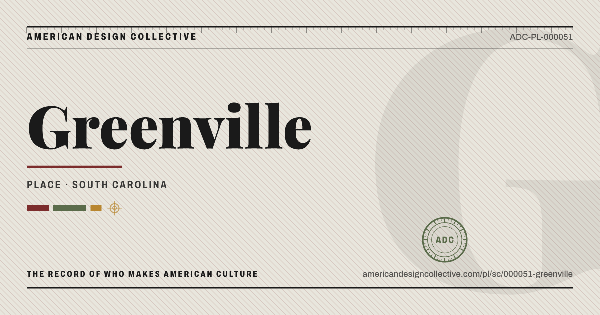 Registry card for Greenville: the ADC seal, Greenville, and how much is on record.