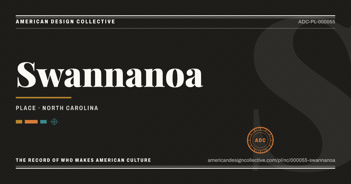 Registry card for Swannanoa: the ADC seal, Swannanoa, and how much is on record.