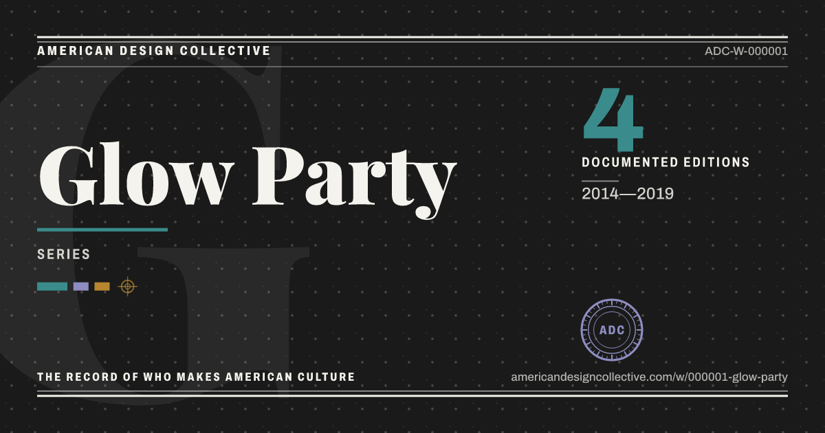 Registry card for Glow Party: the ADC seal, Glow Party, and how much is on record.