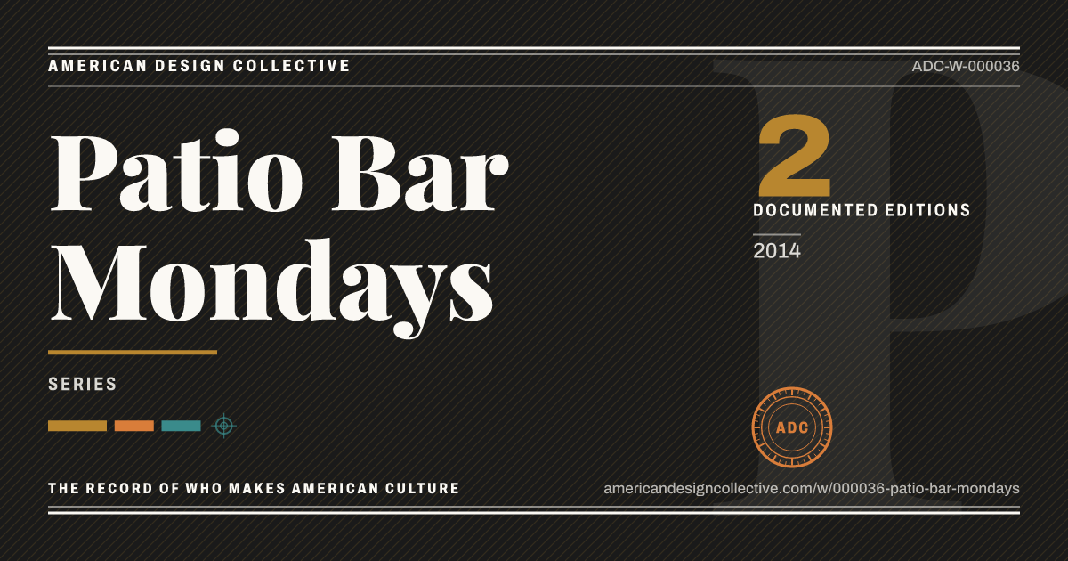 Registry card for Patio Bar Mondays: the ADC seal, Patio Bar Mondays, and how much is on record.
