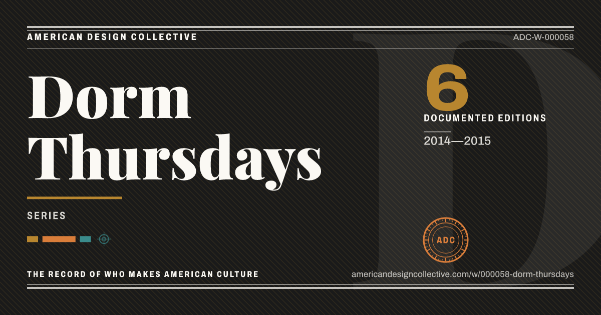 Registry card for Dorm Thursdays: the ADC seal, Dorm Thursdays, and how much is on record.