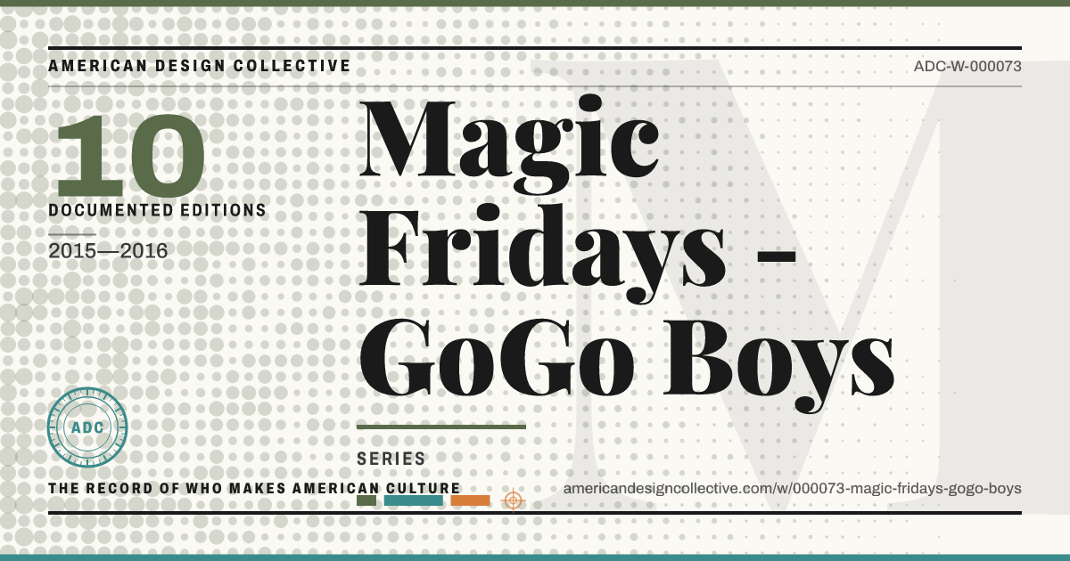Registry card for Magic Fridays - GoGo Boys: the ADC seal, Magic Fridays - GoGo Boys, and how much is on record.
