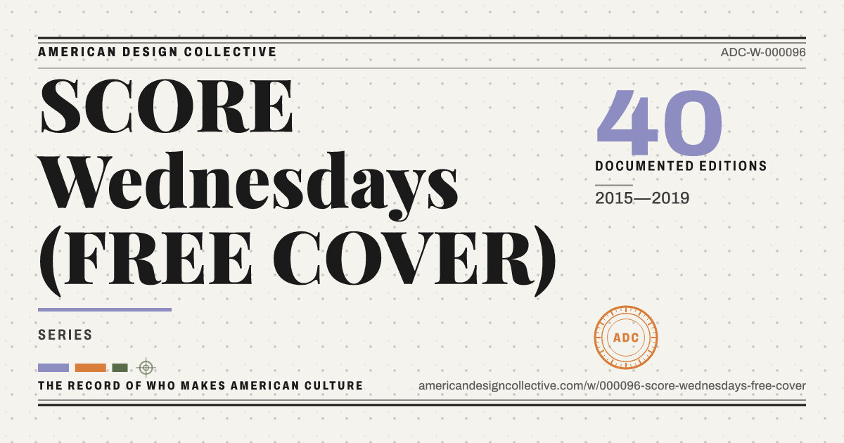 Registry card for SCORE Wednesdays (FREE COVER): the ADC seal, SCORE Wednesdays (FREE COVER), and how much is on record.