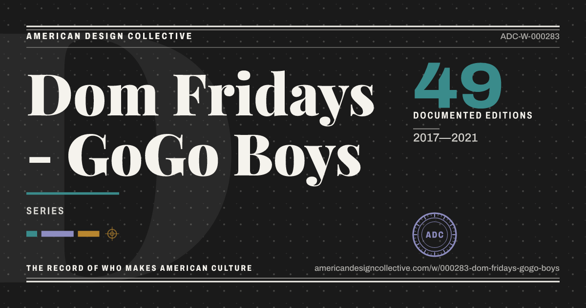 Registry card for Dom Fridays - GoGo Boys: the ADC seal, Dom Fridays - GoGo Boys, and how much is on record.