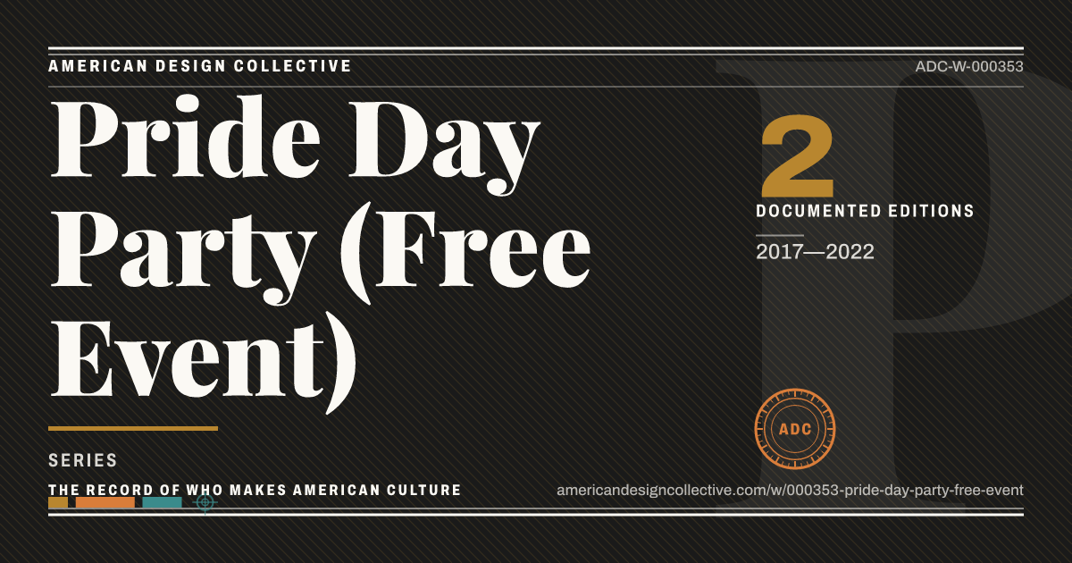 Registry card for Pride Day Party (Free Event): the ADC seal, Pride Day Party (Free Event), and how much is on record.