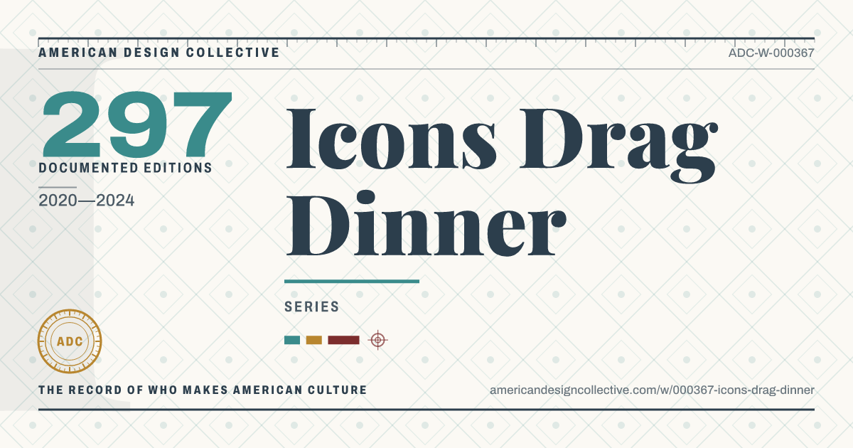 Registry card for Icons Drag Dinner: the ADC seal, Icons Drag Dinner, and how much is on record.