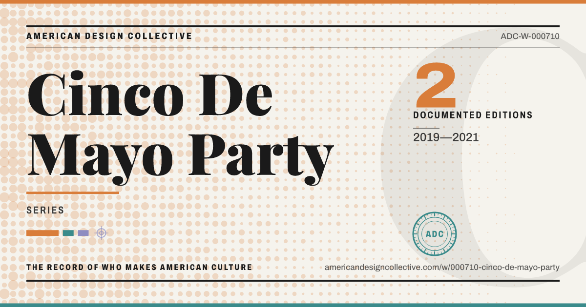 Registry card for Cinco De Mayo Party: the ADC seal, Cinco De Mayo Party, and how much is on record.