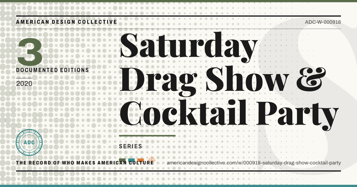 Registry card for Saturday Drag Show & Cocktail Party: the ADC seal, Saturday Drag Show & Cocktail Party, and how much is on record.
