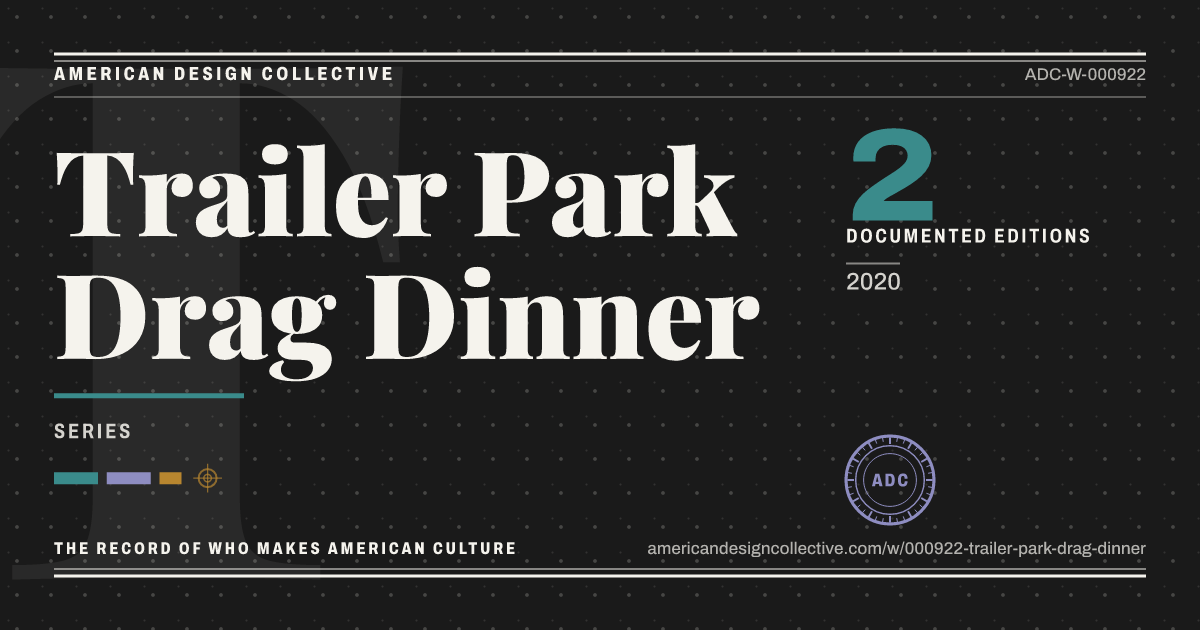 Registry card for Trailer Park Drag Dinner: the ADC seal, Trailer Park Drag Dinner, and how much is on record.