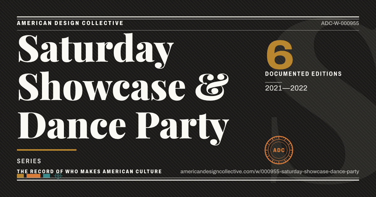 Registry card for Saturday Showcase & Dance Party: the ADC seal, Saturday Showcase & Dance Party, and how much is on record.
