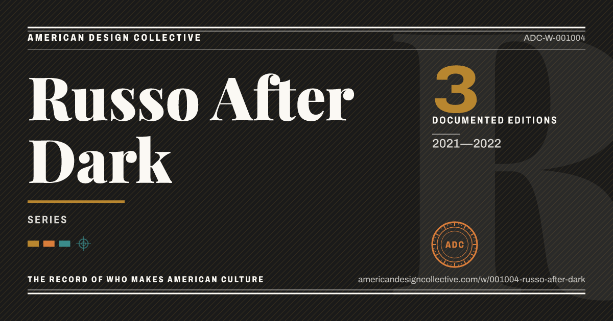 Registry card for Russo After Dark: the ADC seal, Russo After Dark, and how much is on record.