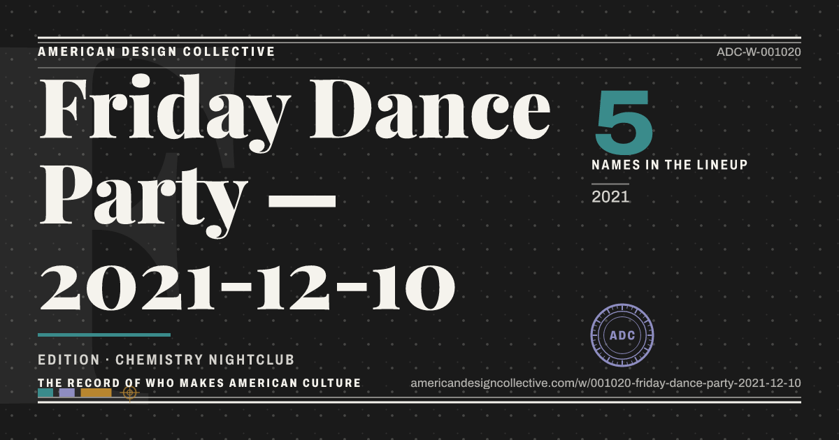 Registry card for Friday Dance Party — 2021-12-10: the ADC seal, Friday Dance Party — 2021-12-10, and how much is on record.