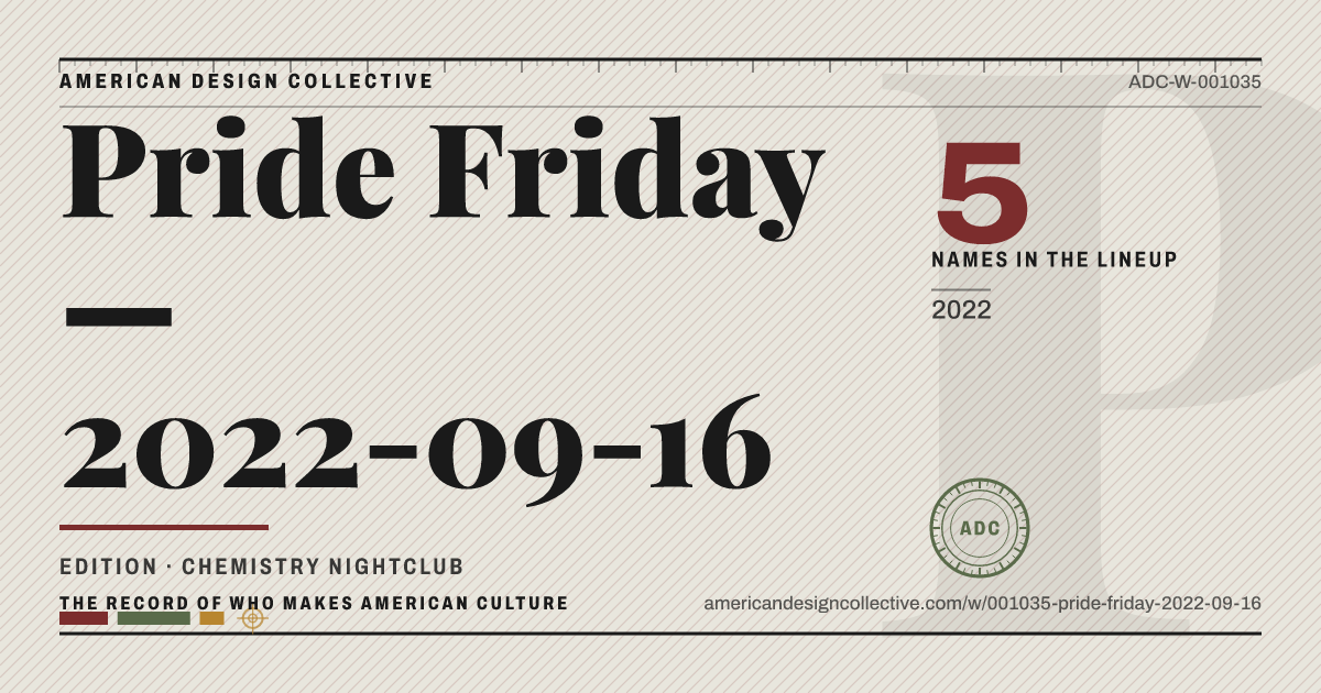 Registry card for Pride Friday — 2022-09-16: the ADC seal, Pride Friday — 2022-09-16, and how much is on record.