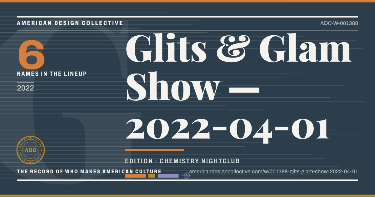 Registry card for Glits & Glam Show — 2022-04-01: the ADC seal, Glits & Glam Show — 2022-04-01, and how much is on record.