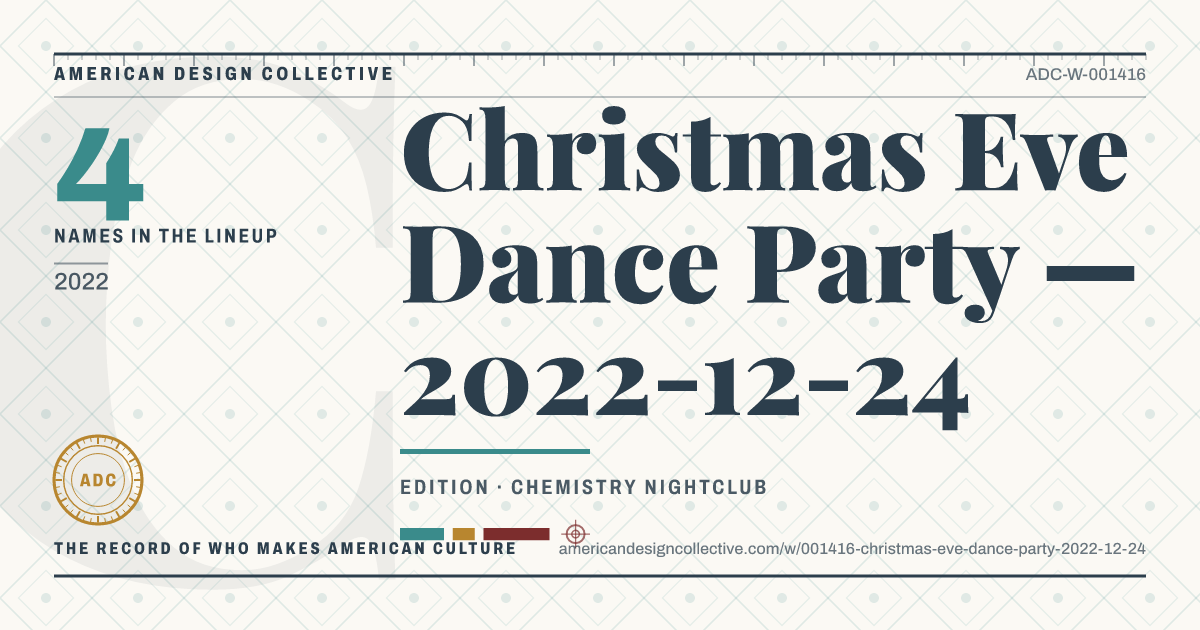 Registry card for Christmas Eve Dance Party — 2022-12-24: the ADC seal, Christmas Eve Dance Party — 2022-12-24, and how much is on record.