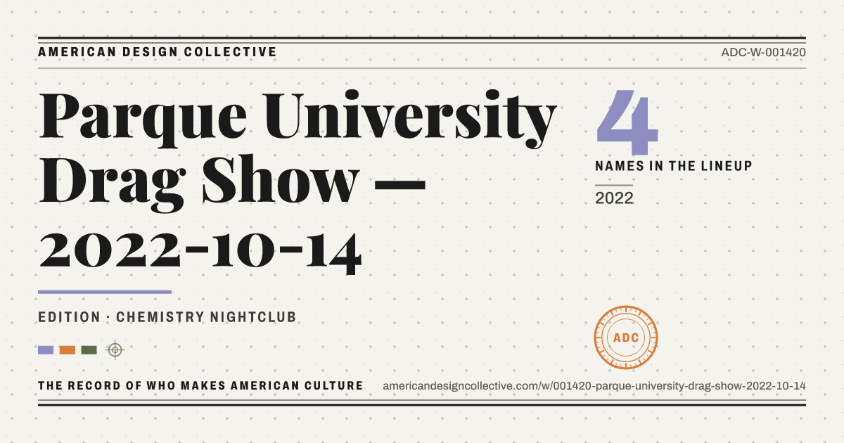 Registry card for Parque University Drag Show — 2022-10-14: the ADC seal, Parque University Drag Show — 2022-10-14, and how much is on record.