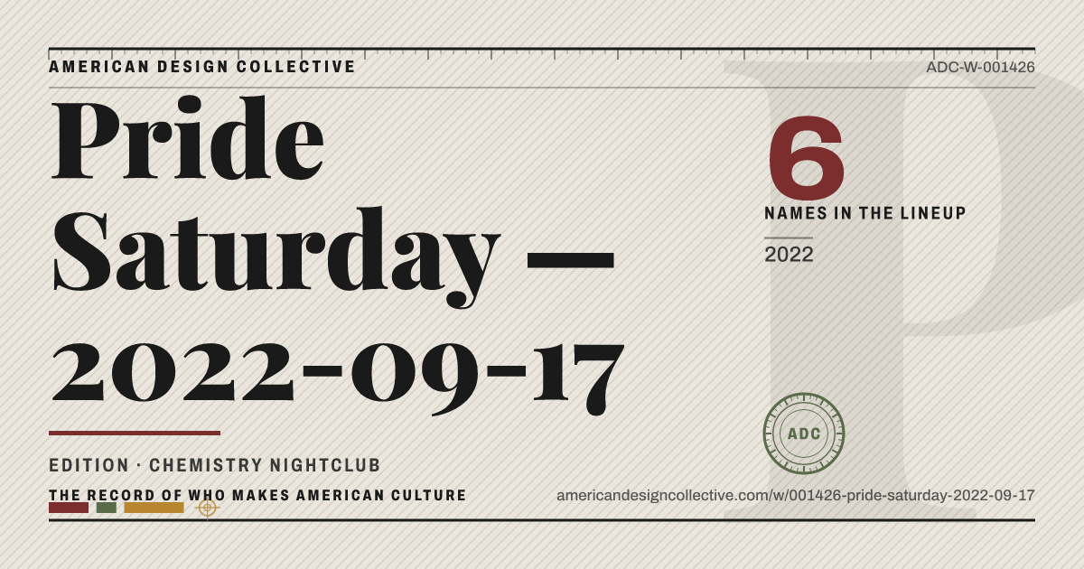 Registry card for Pride Saturday — 2022-09-17: the ADC seal, Pride Saturday — 2022-09-17, and how much is on record.