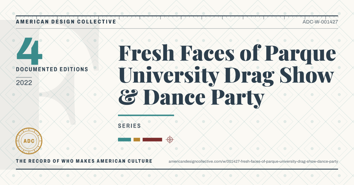 Registry card for Fresh Faces of Parque University Drag Show & Dance Party: the ADC seal, Fresh Faces of Parque University Drag Show & Dance Party, and how much is on record.