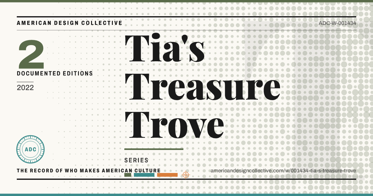 Registry card for Tia's Treasure Trove: the ADC seal, Tia's Treasure Trove, and how much is on record.