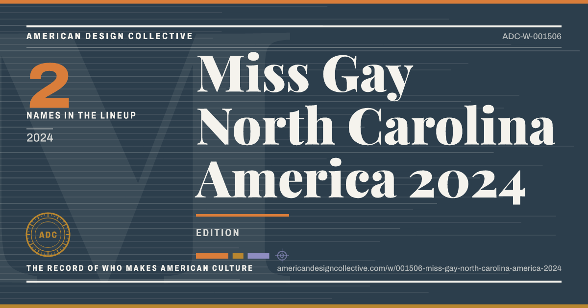 Registry card for Miss Gay North Carolina America 2024: the ADC seal, Miss Gay North Carolina America 2024, and how much is on record.