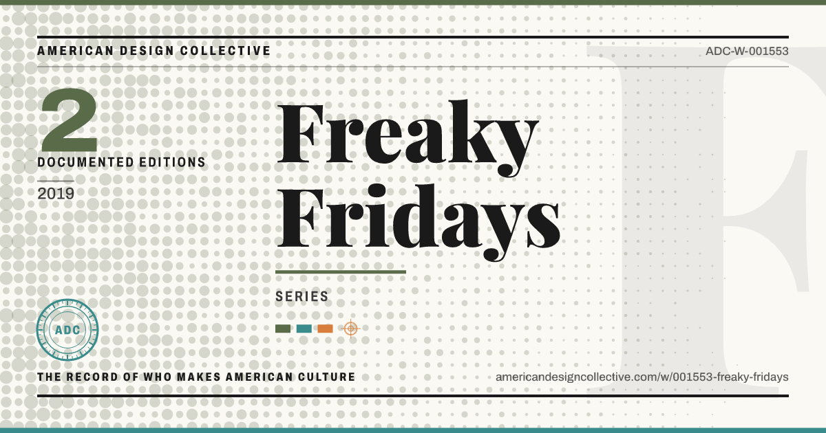 Registry card for Freaky Fridays: the ADC seal, Freaky Fridays, and how much is on record.