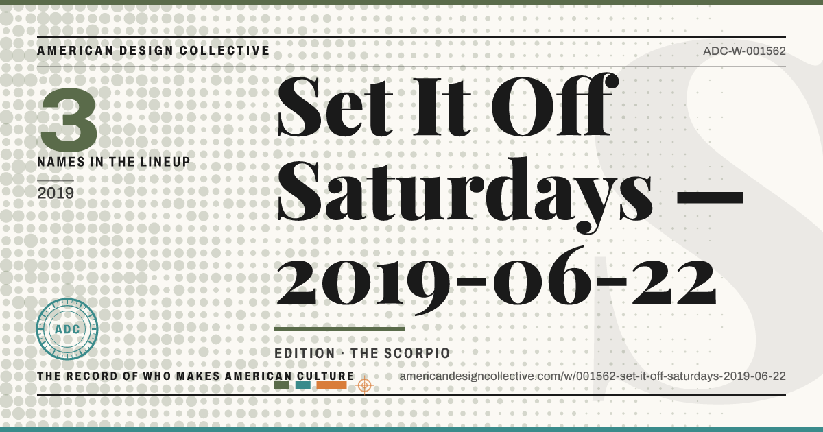 Registry card for Set It Off Saturdays — 2019-06-22: the ADC seal, Set It Off Saturdays — 2019-06-22, and how much is on record.