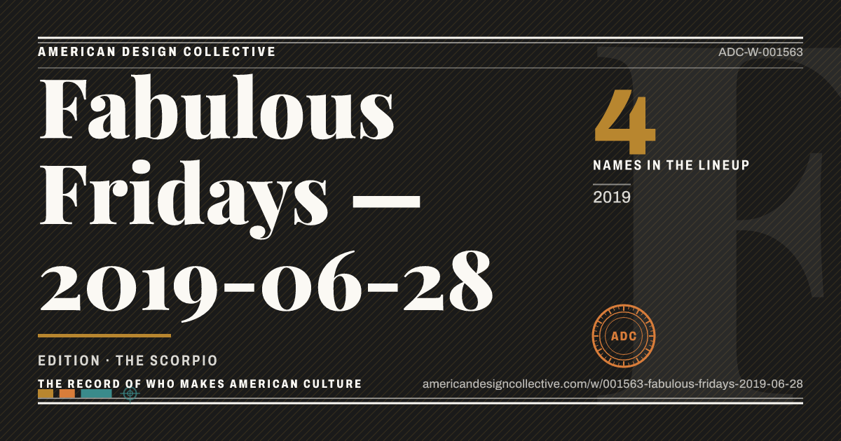 Registry card for Fabulous Fridays — 2019-06-28: the ADC seal, Fabulous Fridays — 2019-06-28, and how much is on record.