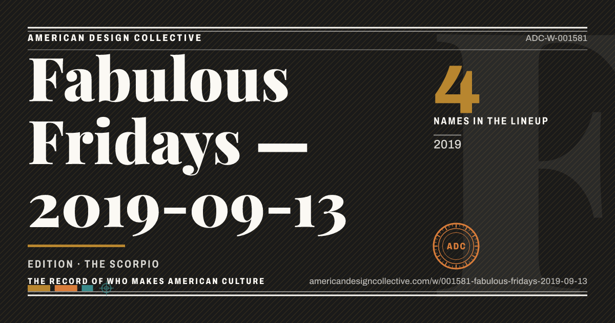 Registry card for Fabulous Fridays — 2019-09-13: the ADC seal, Fabulous Fridays — 2019-09-13, and how much is on record.