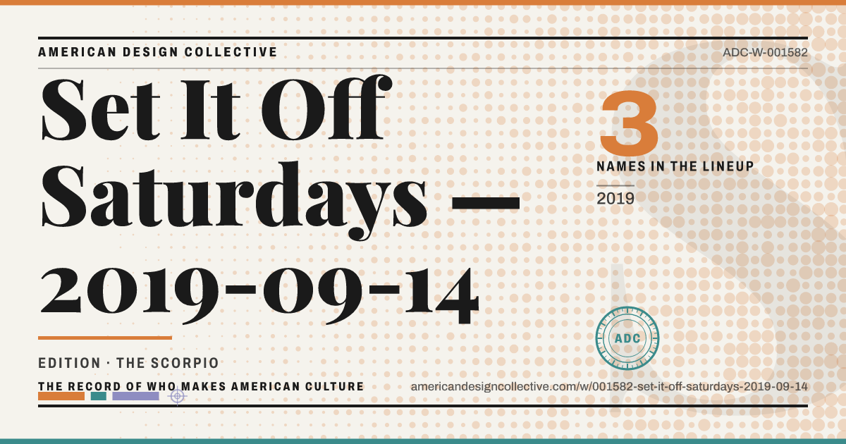 Registry card for Set It Off Saturdays — 2019-09-14: the ADC seal, Set It Off Saturdays — 2019-09-14, and how much is on record.