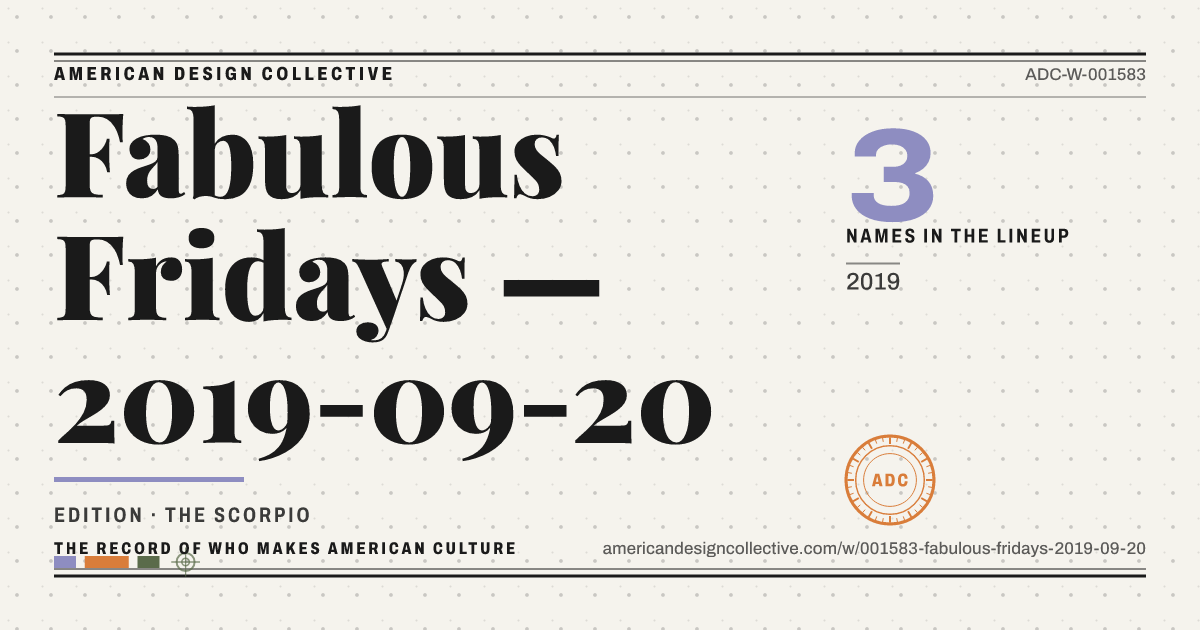 Registry card for Fabulous Fridays — 2019-09-20: the ADC seal, Fabulous Fridays — 2019-09-20, and how much is on record.