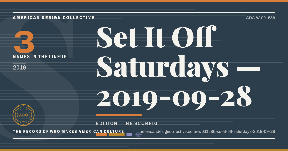 Registry card for Set It Off Saturdays — 2019-09-28: the ADC seal, Set It Off Saturdays — 2019-09-28, and how much is on record.