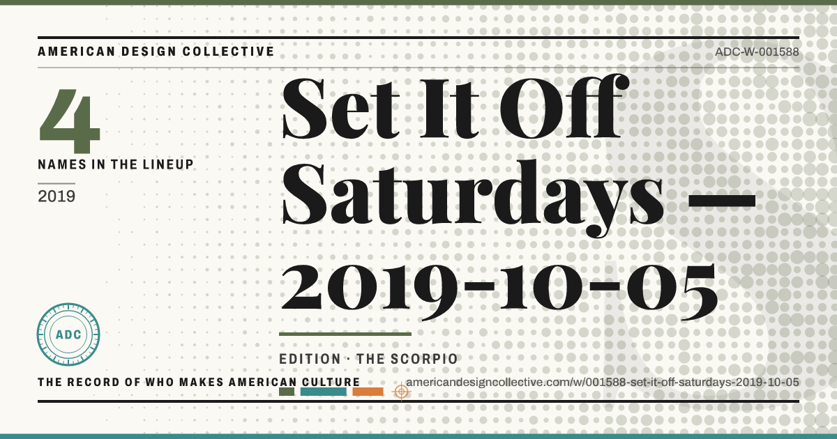 Registry card for Set It Off Saturdays — 2019-10-05: the ADC seal, Set It Off Saturdays — 2019-10-05, and how much is on record.