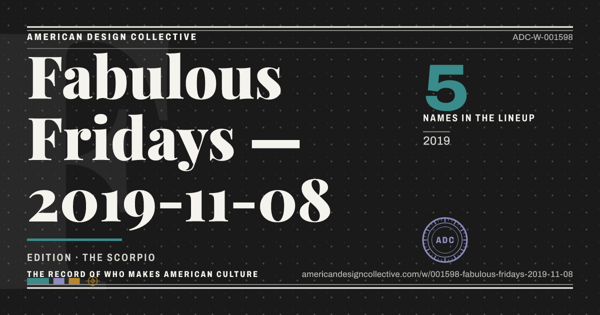 Registry card for Fabulous Fridays — 2019-11-08: the ADC seal, Fabulous Fridays — 2019-11-08, and how much is on record.