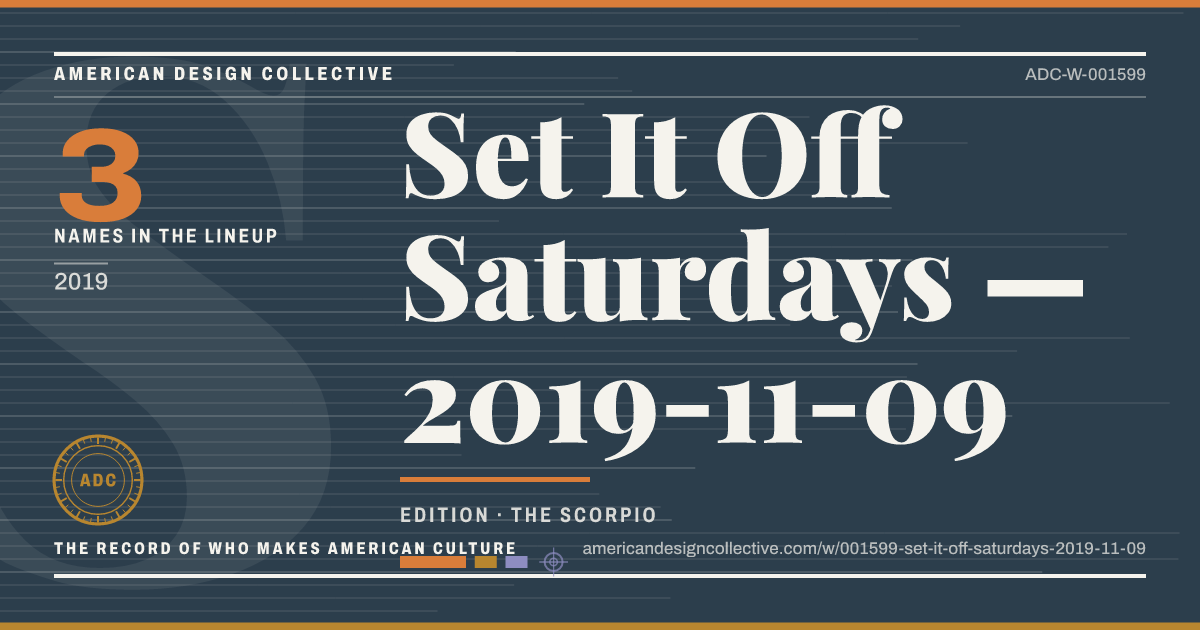 Registry card for Set It Off Saturdays — 2019-11-09: the ADC seal, Set It Off Saturdays — 2019-11-09, and how much is on record.